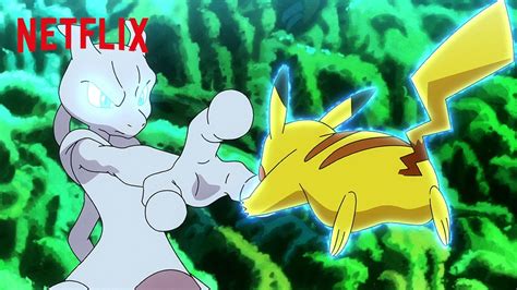 Ash & Goh Battle Mewtwo .